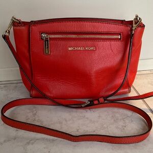 Michael Kors Genuine Leather Red Crossbody Bag